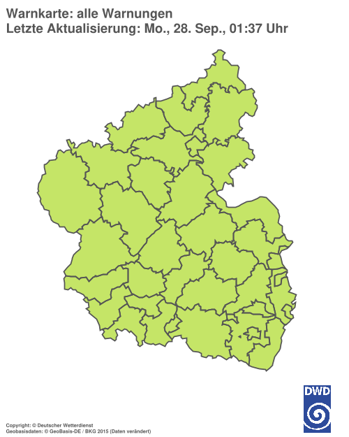 Current weather warning map: Rheinland-Pfalz / Saarland